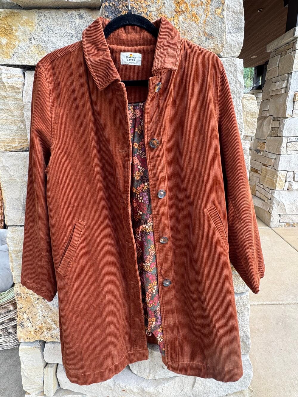 Marine Layer Rust Corduroy Button Front Jacket Shacket Medium - Picture 2 of 5
